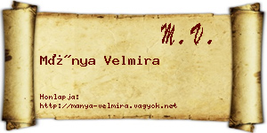Mánya Velmira névjegykártya